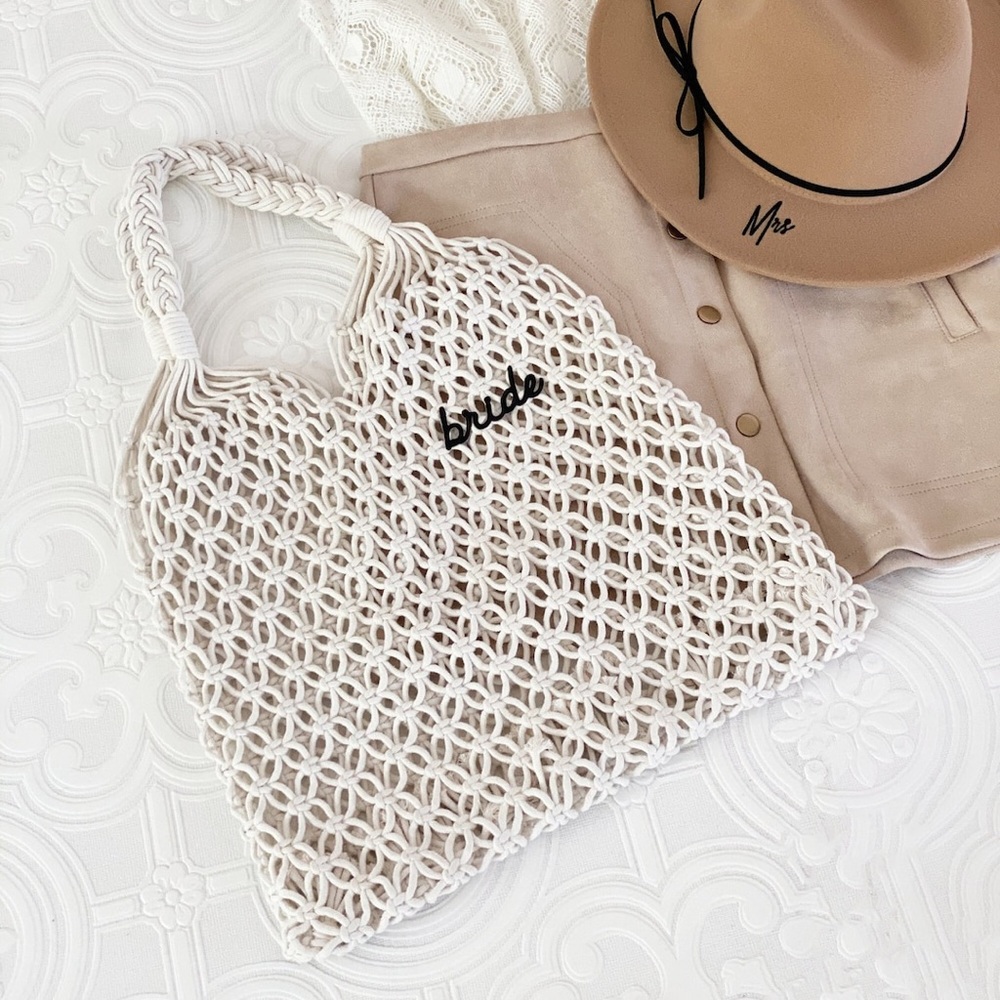 White Crochet Bride Tote